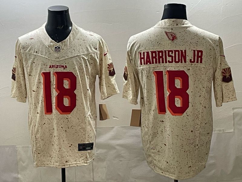 Men 2025 Arizona Cardinals #18 Harrison jr Cream 5th generation Throwback Nike Limited NFL Jersey style 031